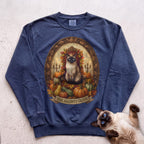 Personalized Pumpkin Throne Cat Sweatshirt - True Navy