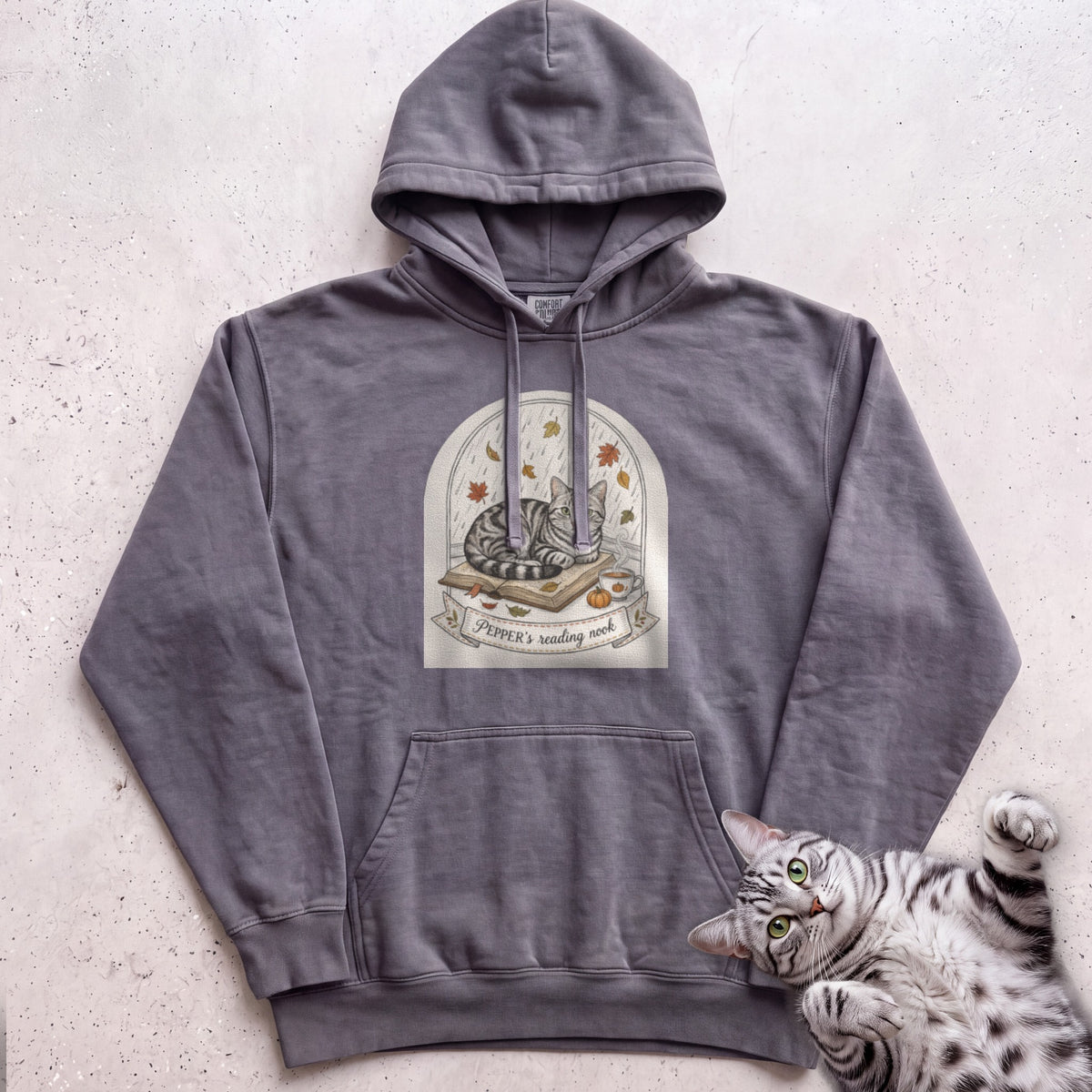 Personalized Reading Nook Cat Hoodie - Pepper