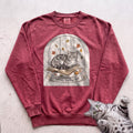 Personalized Reading Nook Cat Sweatshirt - Crimson