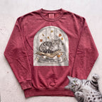 Personalized Reading Nook Cat Sweatshirt - Crimson
