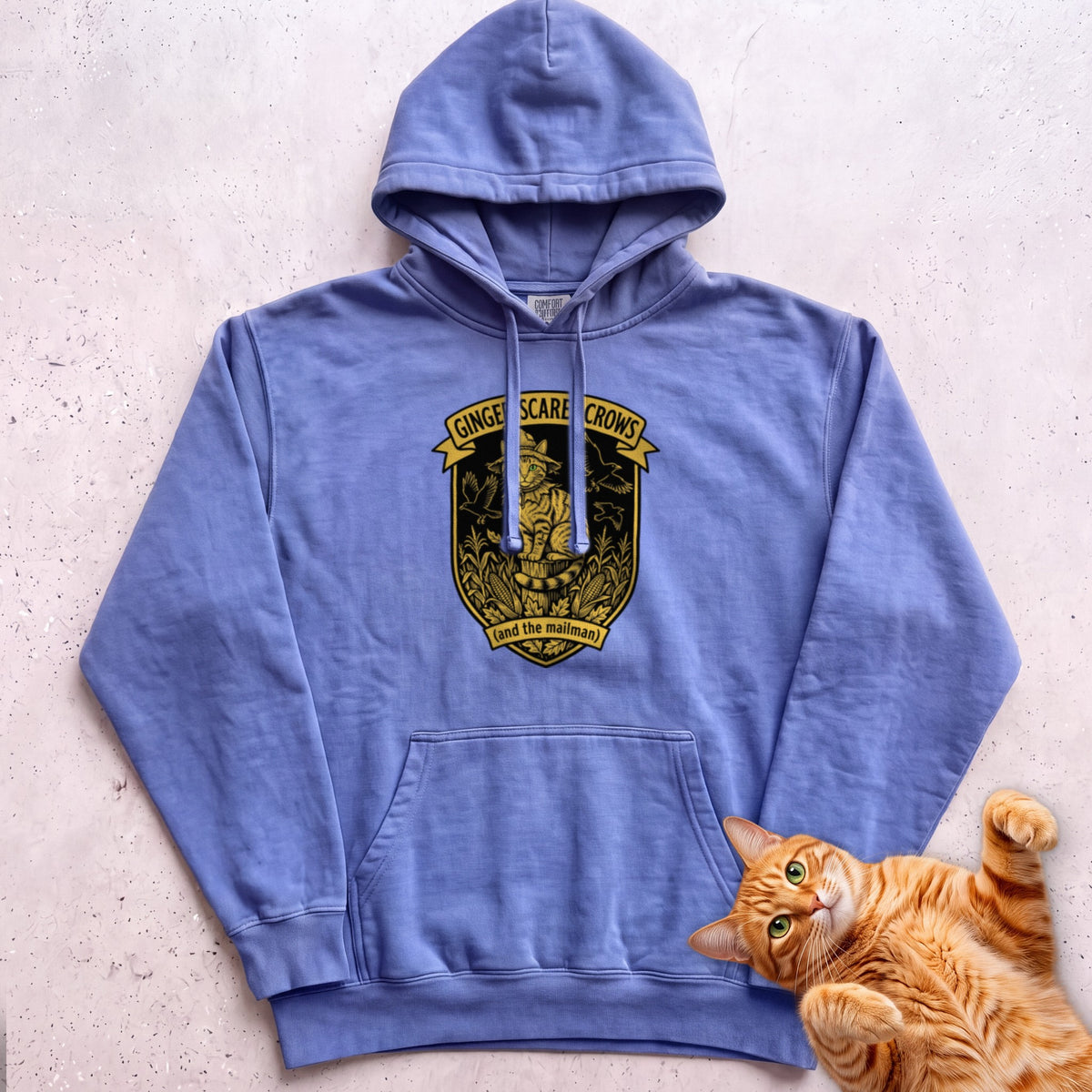 Personalized Scarecrow Cat Hoodie - Flo Blue