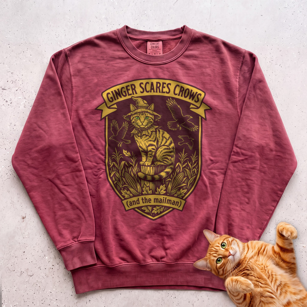 Personalized Scarecrow Cat Sweatshirt - Crimson