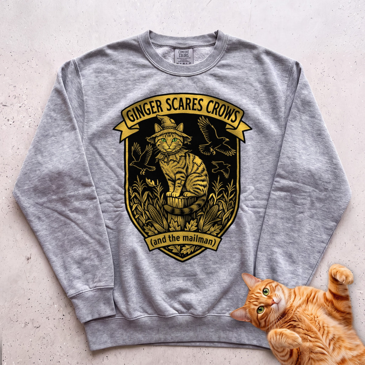 Personalized Scarecrow Cat Sweatshirt - Grey
