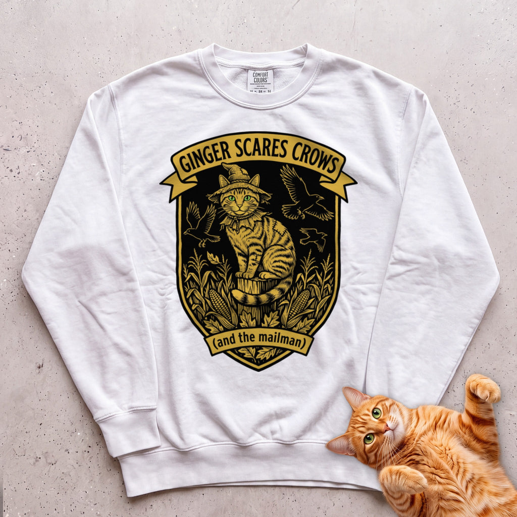 Personalized Scarecrow Cat Sweatshirt - White