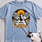 Personalized Skeleton Swing Cat T-Shirt - Chambray