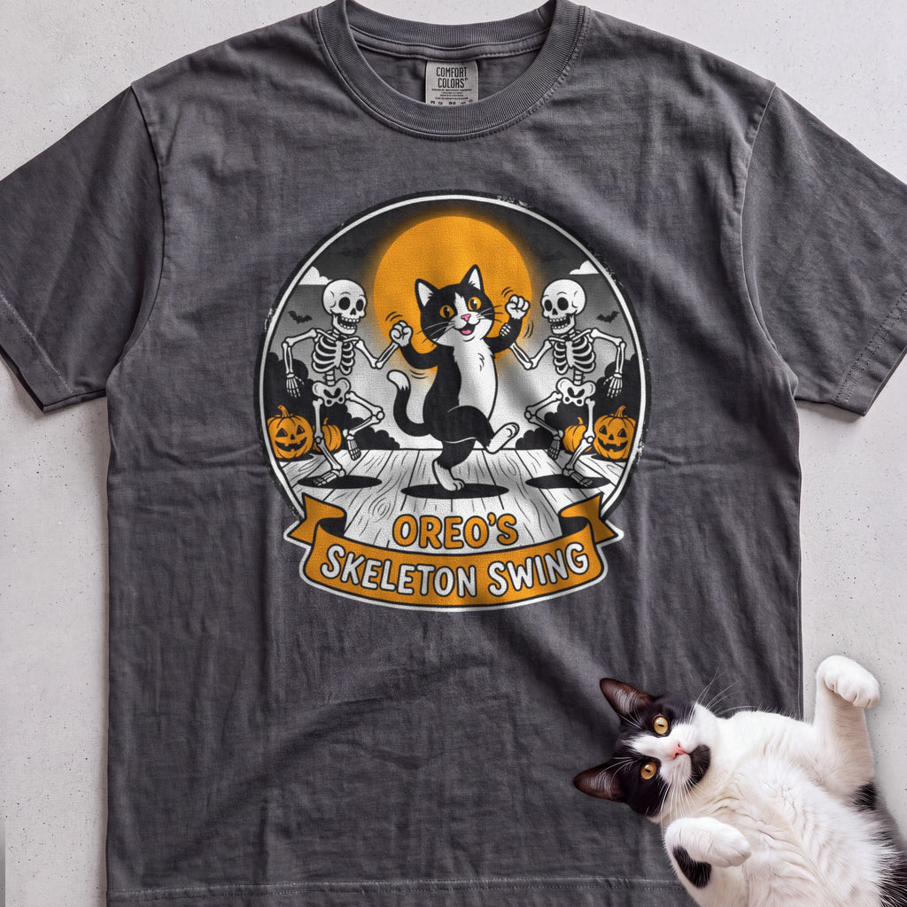 Personalized Skeleton Swing Cat T-Shirt - Pepper