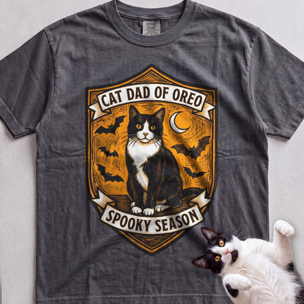 Personalized Spooky Cat Dad T-Shirt - Pepper