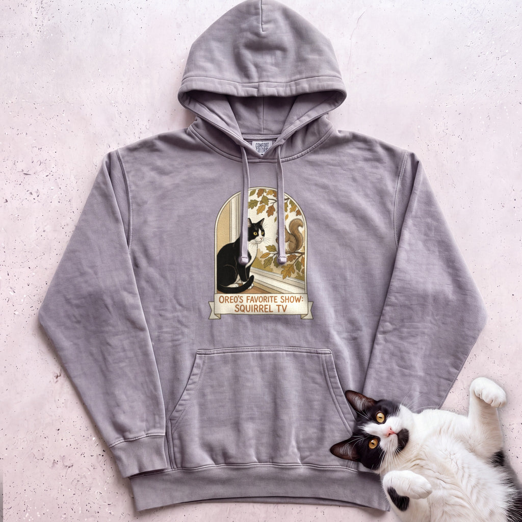 Personalized Squirrel TV Cat Hoodie - Grey