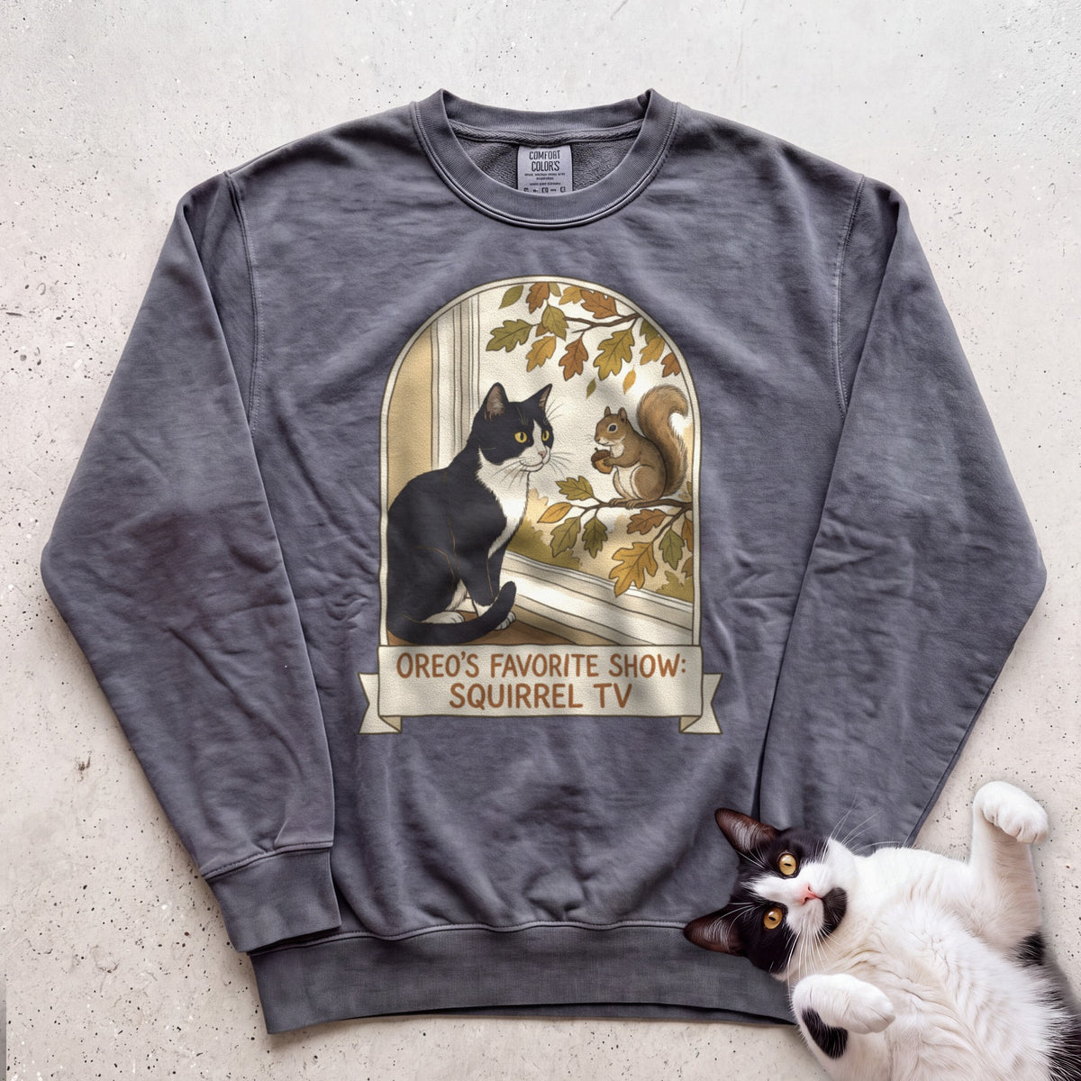Personalized Squirrel TV Cat Sweatshirt - Pepper