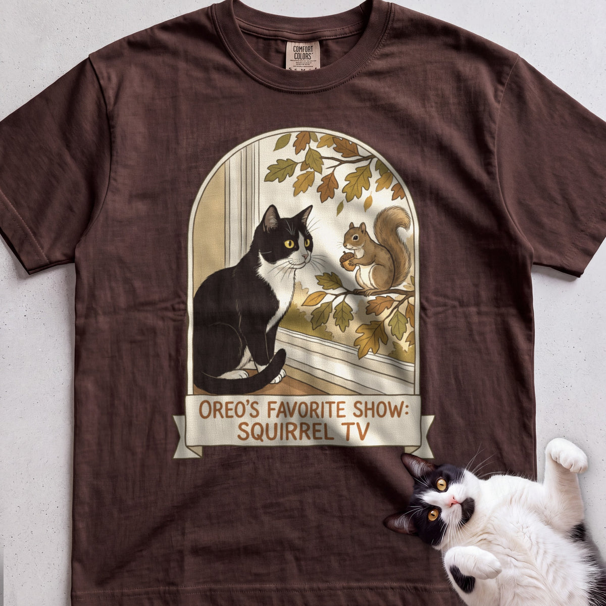 Personalized Squirrel TV Cat T-Shirt - Espresso