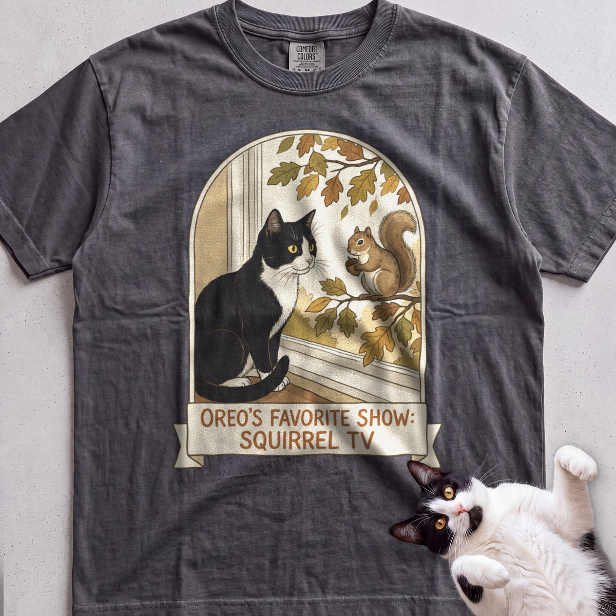 Personalized Squirrel TV Cat T-Shirt - Pepper