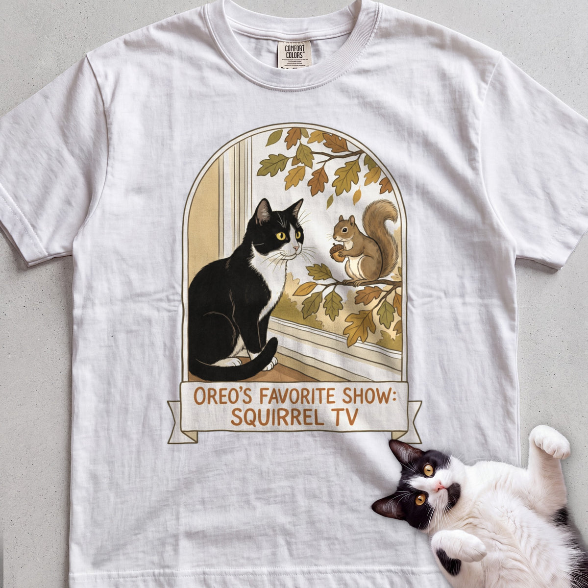 Personalized Squirrel TV Cat T-Shirt - White