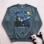 Personalized Starry Night Cat Sweatshirt - Blue Spruce