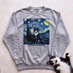 Personalized Starry Night Cat Sweatshirt - Grey