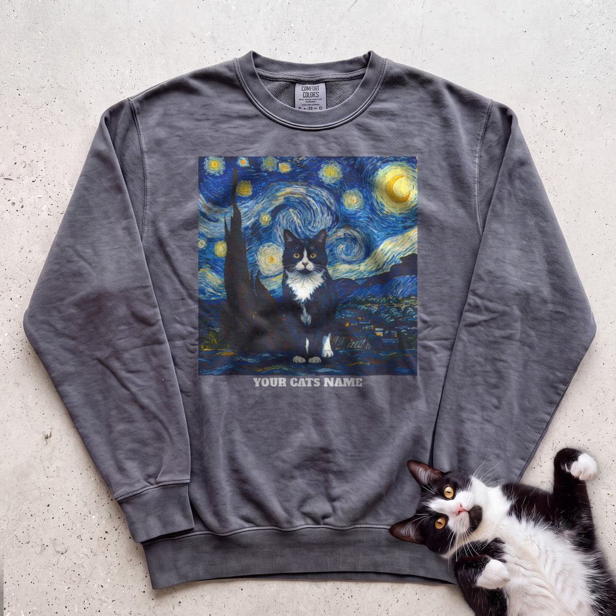 Personalized Starry Night Cat Sweatshirt - Pepper