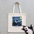 Personalized Starry Night Cat Tote Bag - Natural