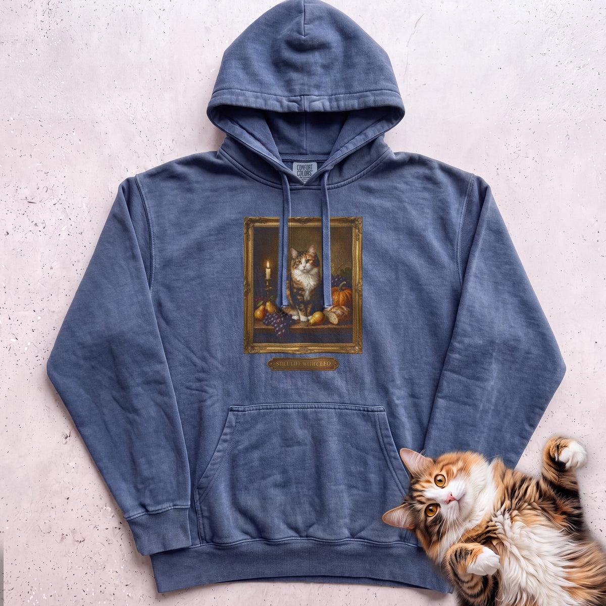 Personalized Still Life With Your Cat Hoodie - Denim