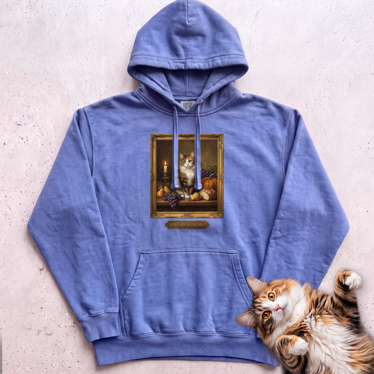 Personalized Still Life With Your Cat Hoodie - Flo Blue