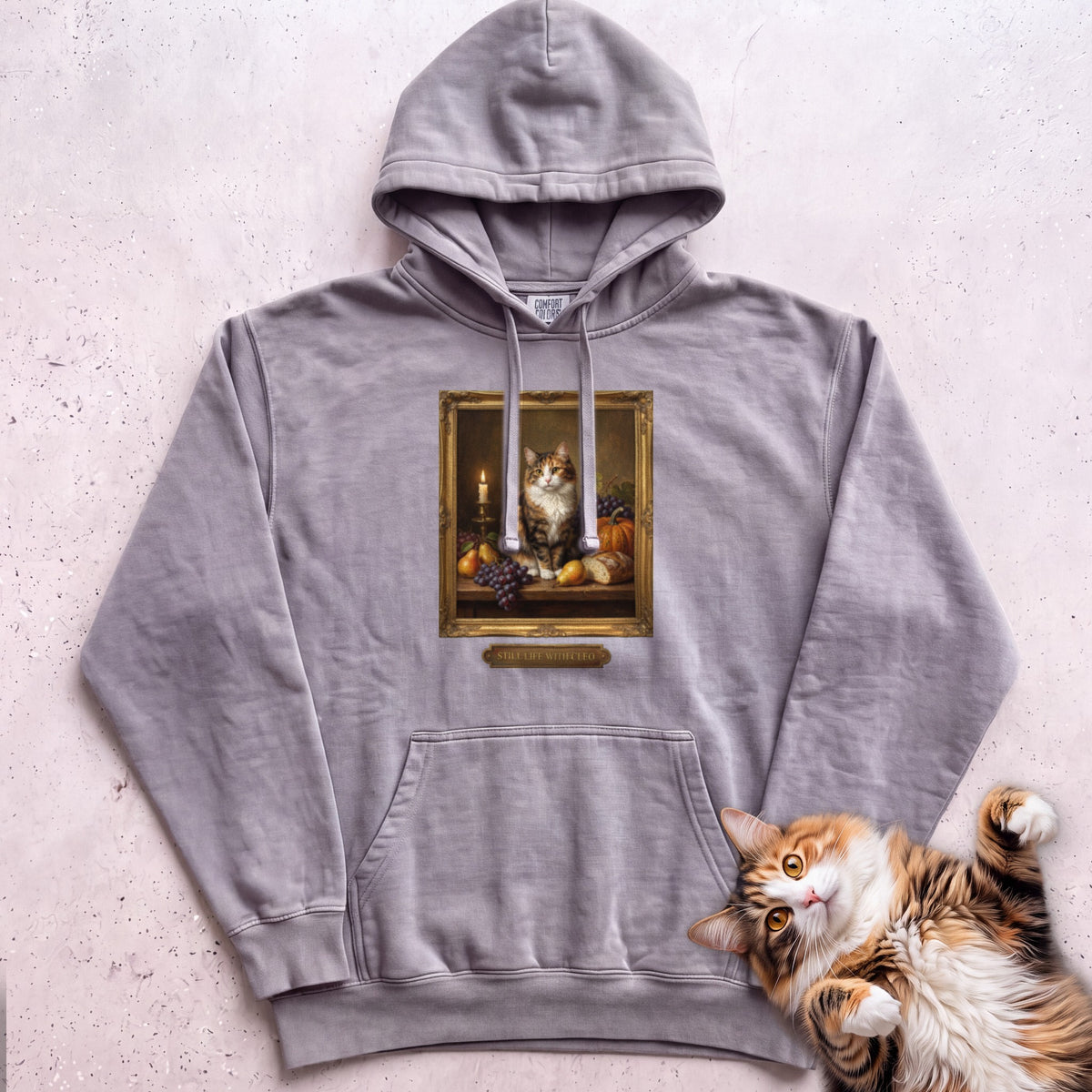 Personalized Still Life With Your Cat Hoodie - Grey
