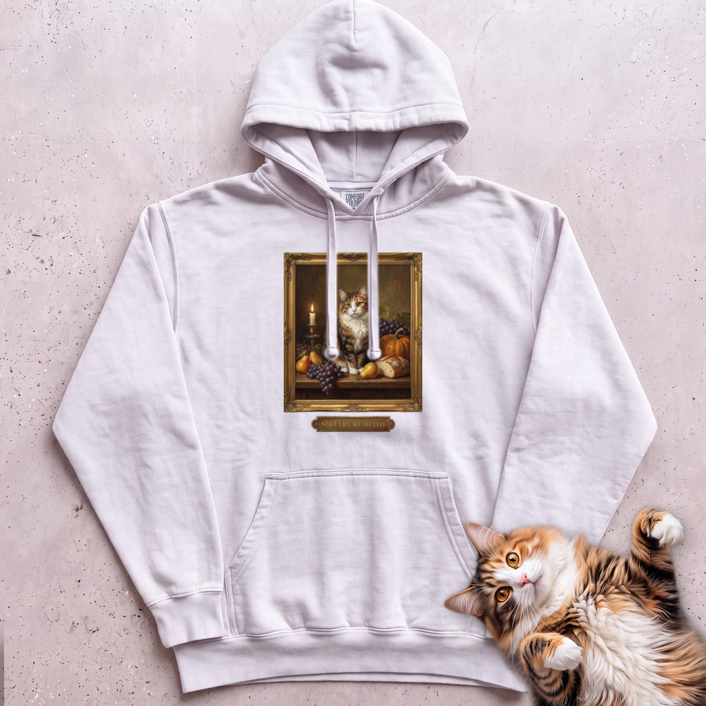 Personalized Still Life With Your Cat Hoodie - White