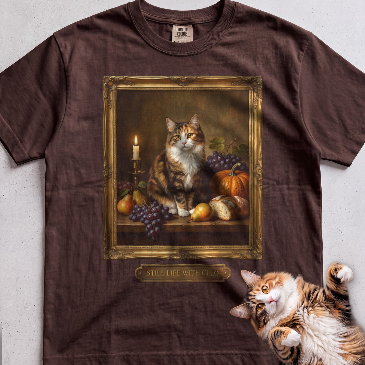 Personalized Still Life With Your Cat T-Shirt - Espresso