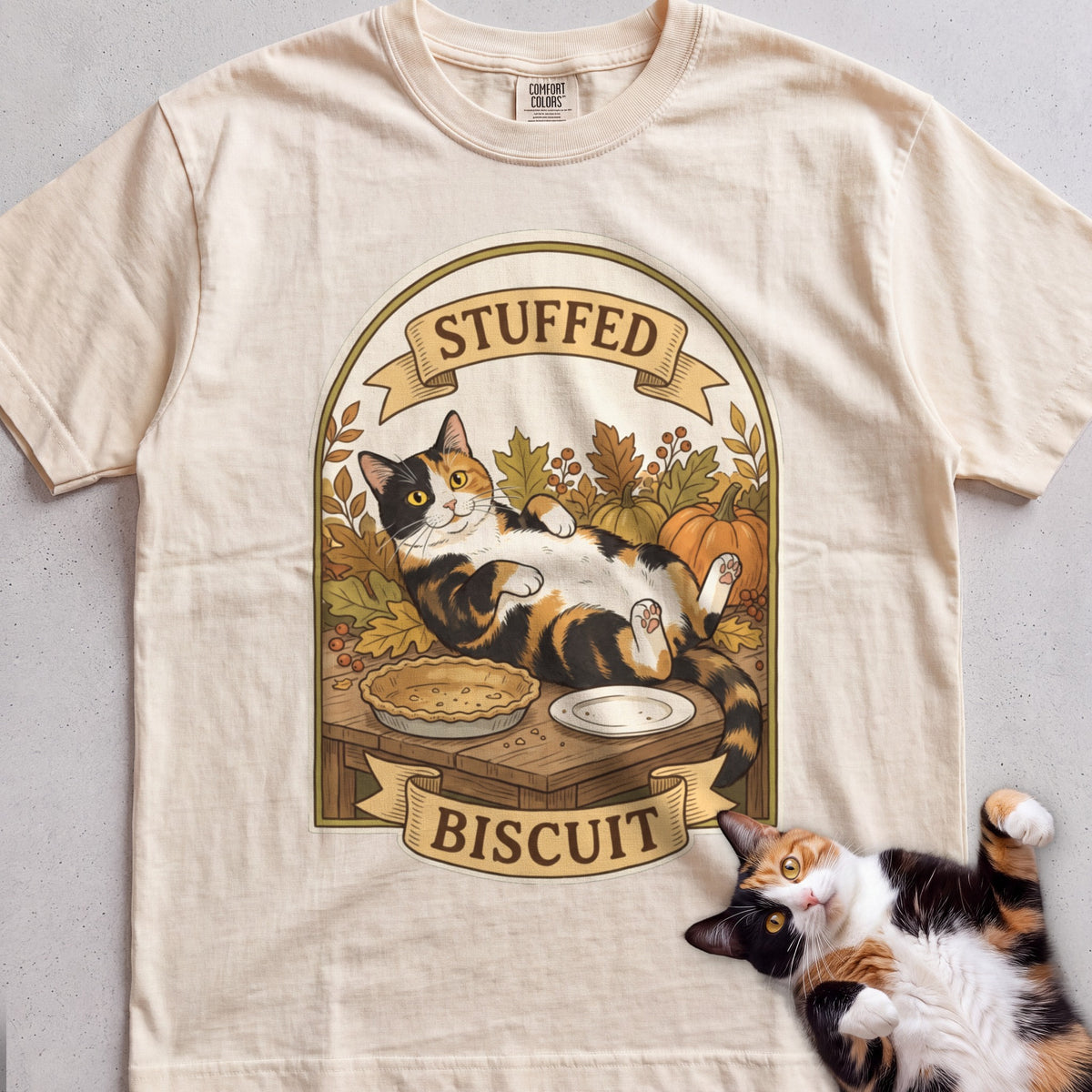 Personalized Stuffed Cat T-Shirt - Ivory