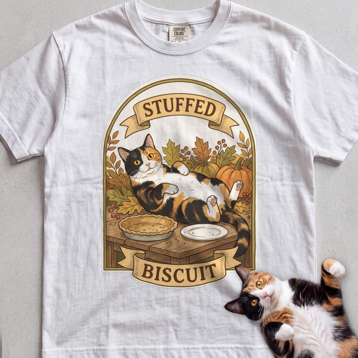 Personalized Stuffed Cat T-Shirt - White