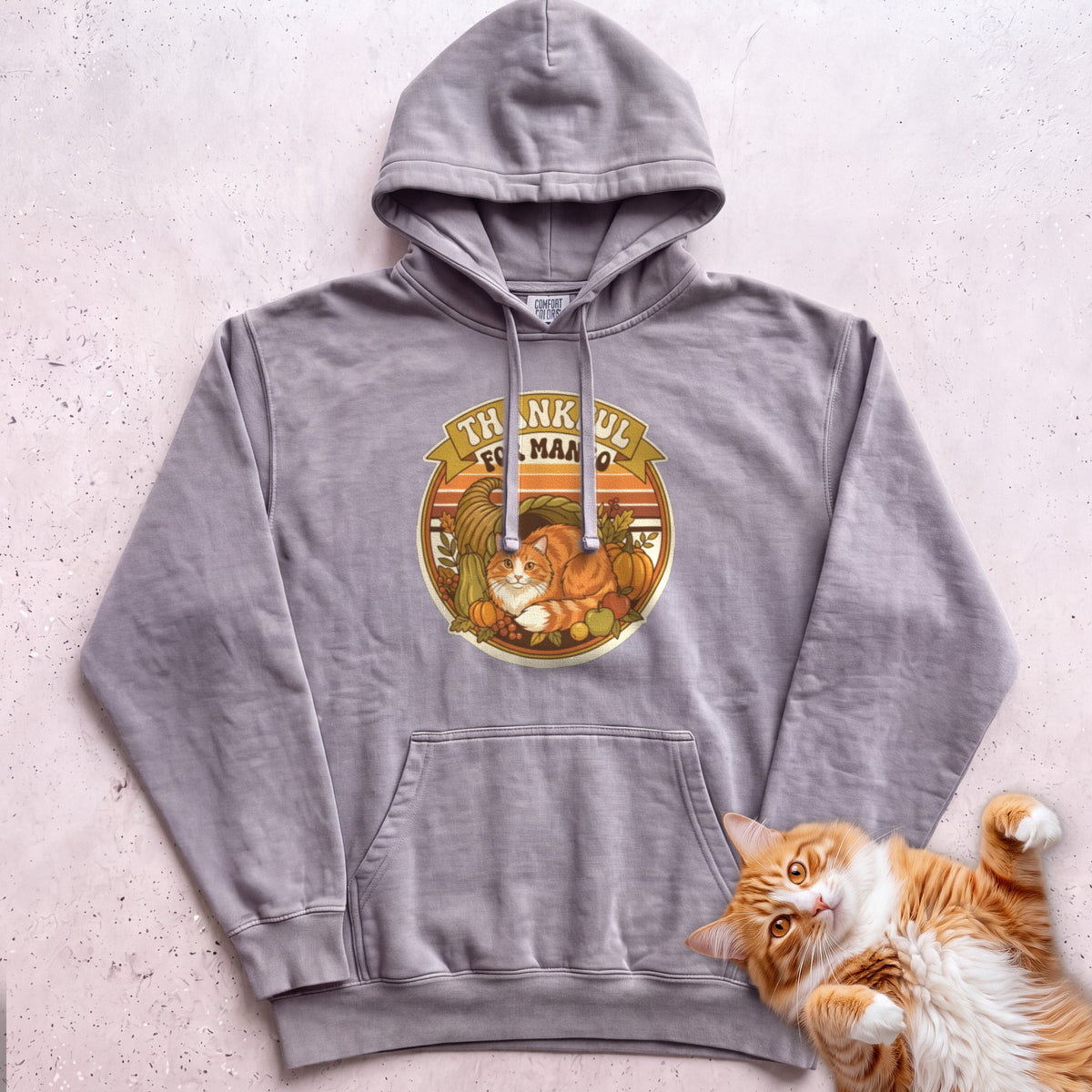 Personalized Thankful For Cat Hoodie - Grey