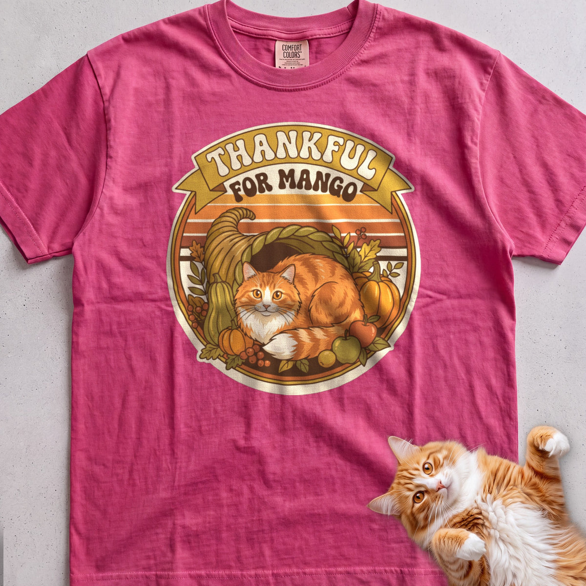 Personalized Thankful For Cat T-Shirt - Crunchberry