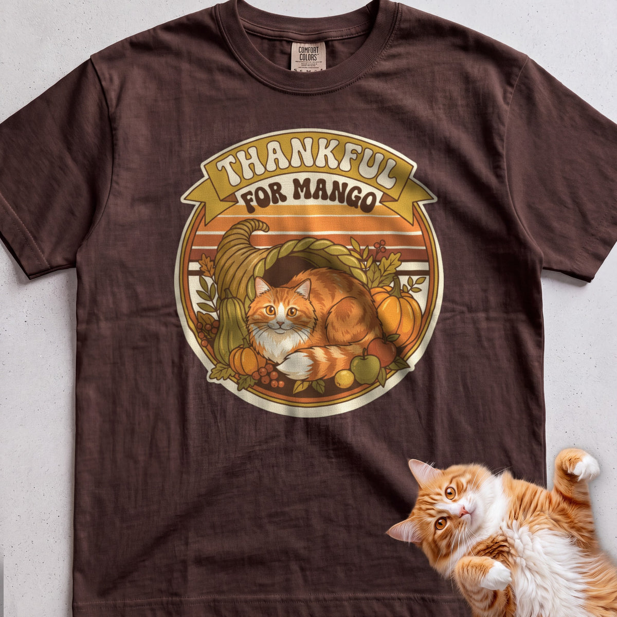 Personalized Thankful For Cat T-Shirt - Espresso