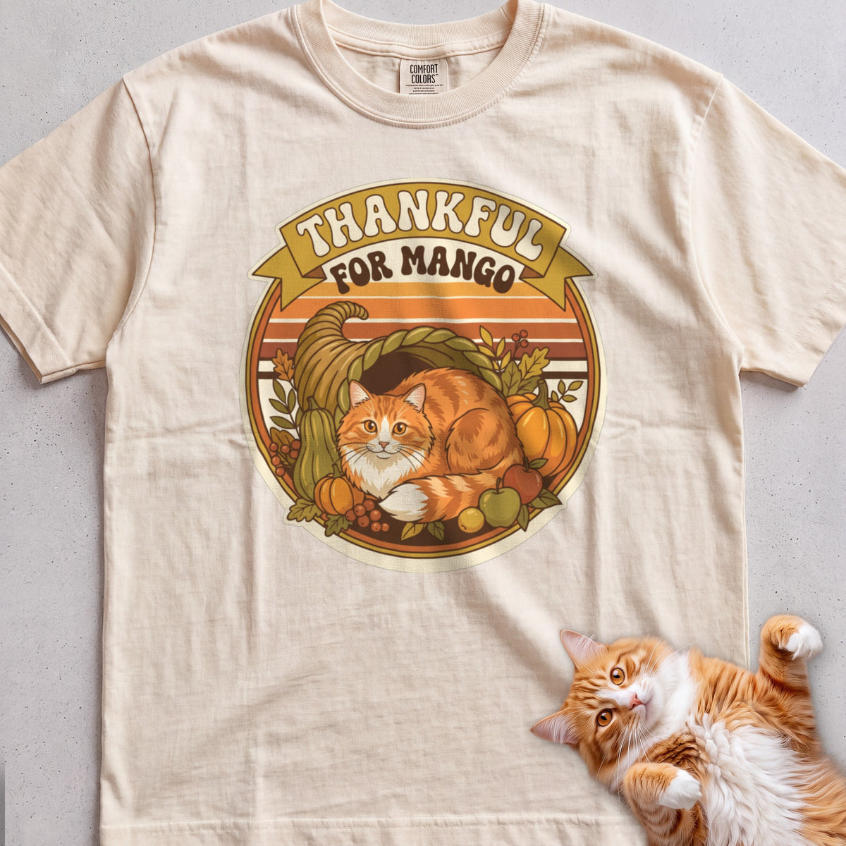 Personalized Thankful For Cat T-Shirt - Ivory