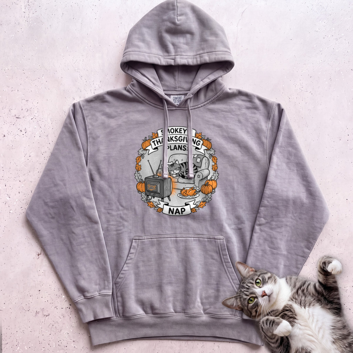 Personalized Thanksgiving Plans: Nap Cat Hoodie - Grey