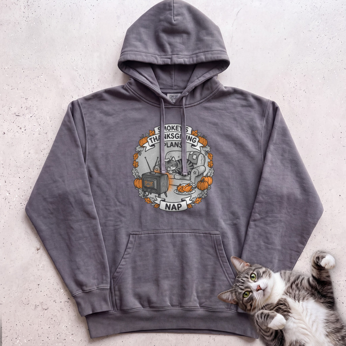 Personalized Thanksgiving Plans: Nap Cat Hoodie - Pepper