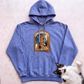 Personalized Trick or Treat Door Cat Hoodie - Flo Blue