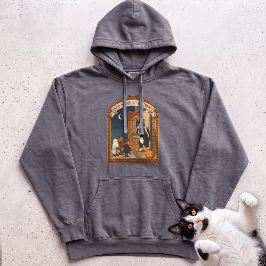 Personalized Trick or Treat Door Cat Hoodie - Pepper