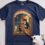 Personalized Trick or Treat Door Cat T-Shirt - True Navy