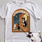 Personalized Trick or Treat Door Cat T-Shirt - White