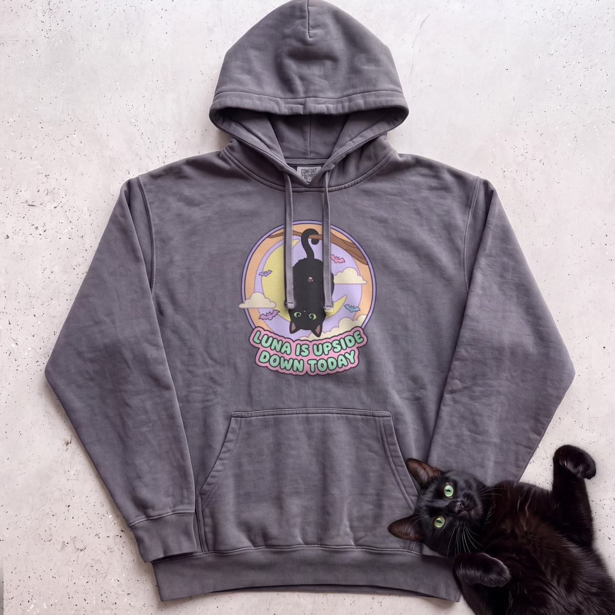 Personalized Upside Down Today Cat Hoodie - Pepper