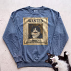 Personalized Wanted Cat Sweatshirt - Blue Jean
