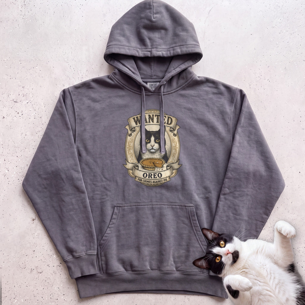 Personalized Wanted for Crimes Against Pie Cat Hoodie - Pepper