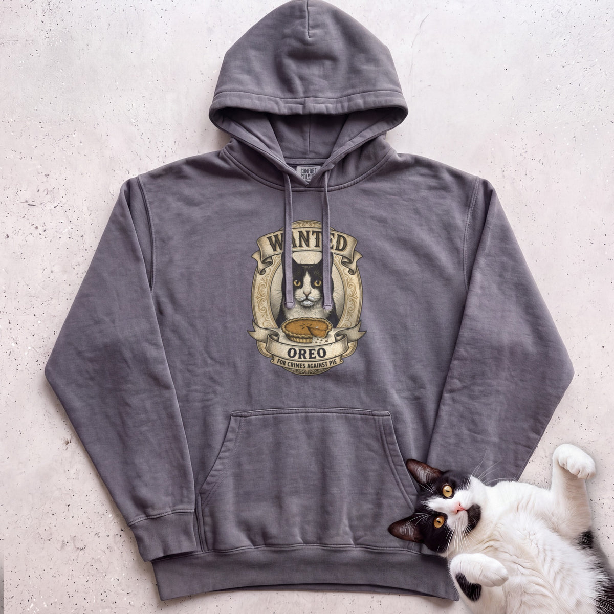 Personalized Wanted for Crimes Against Pie Cat Hoodie - Pepper