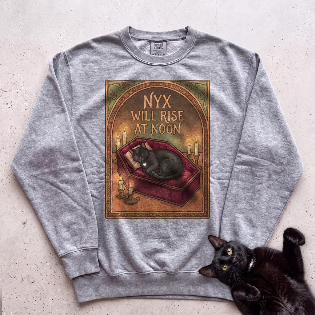 Personalized Will Rise at Noon Cat Sweatshirt - Grey