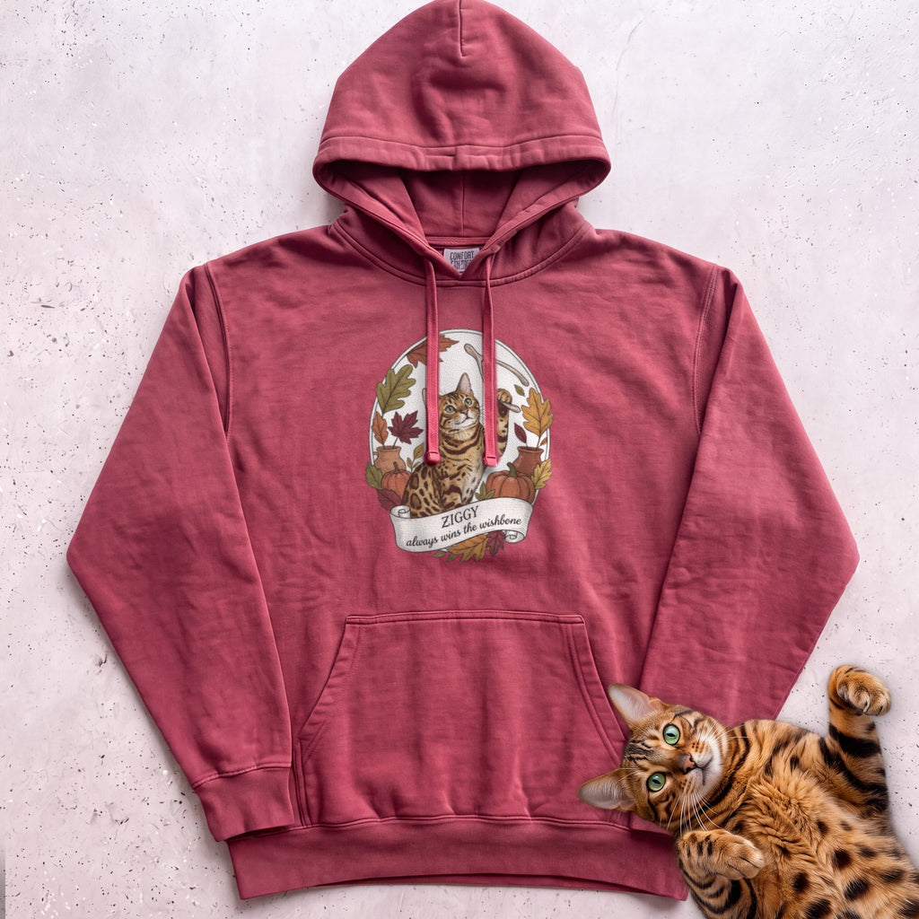 Personalized Wishbone Winner Cat Hoodie - Crimson