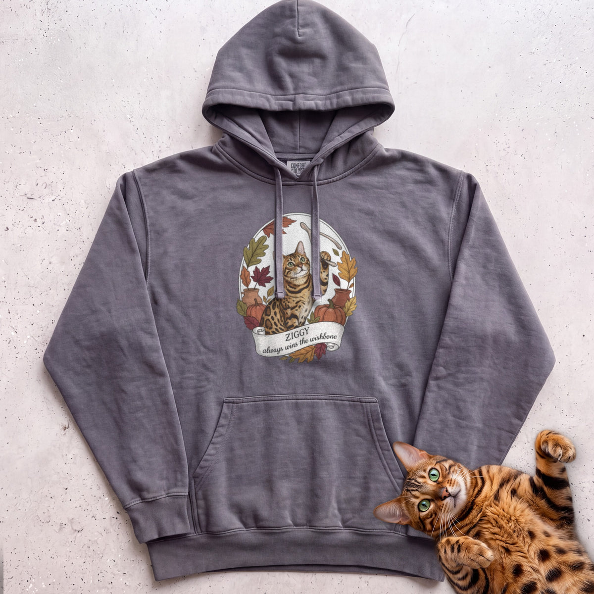 Personalized Wishbone Winner Cat Hoodie - Pepper