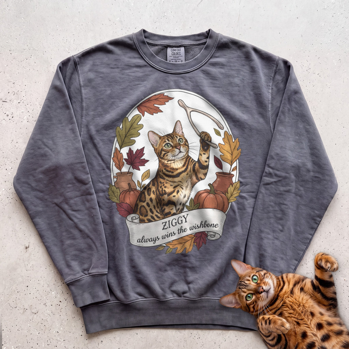Personalized Wishbone Winner Cat Sweatshirt - Pepper