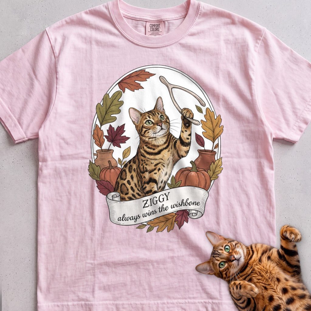 Personalized Wishbone Winner Cat T-Shirt - Blossom