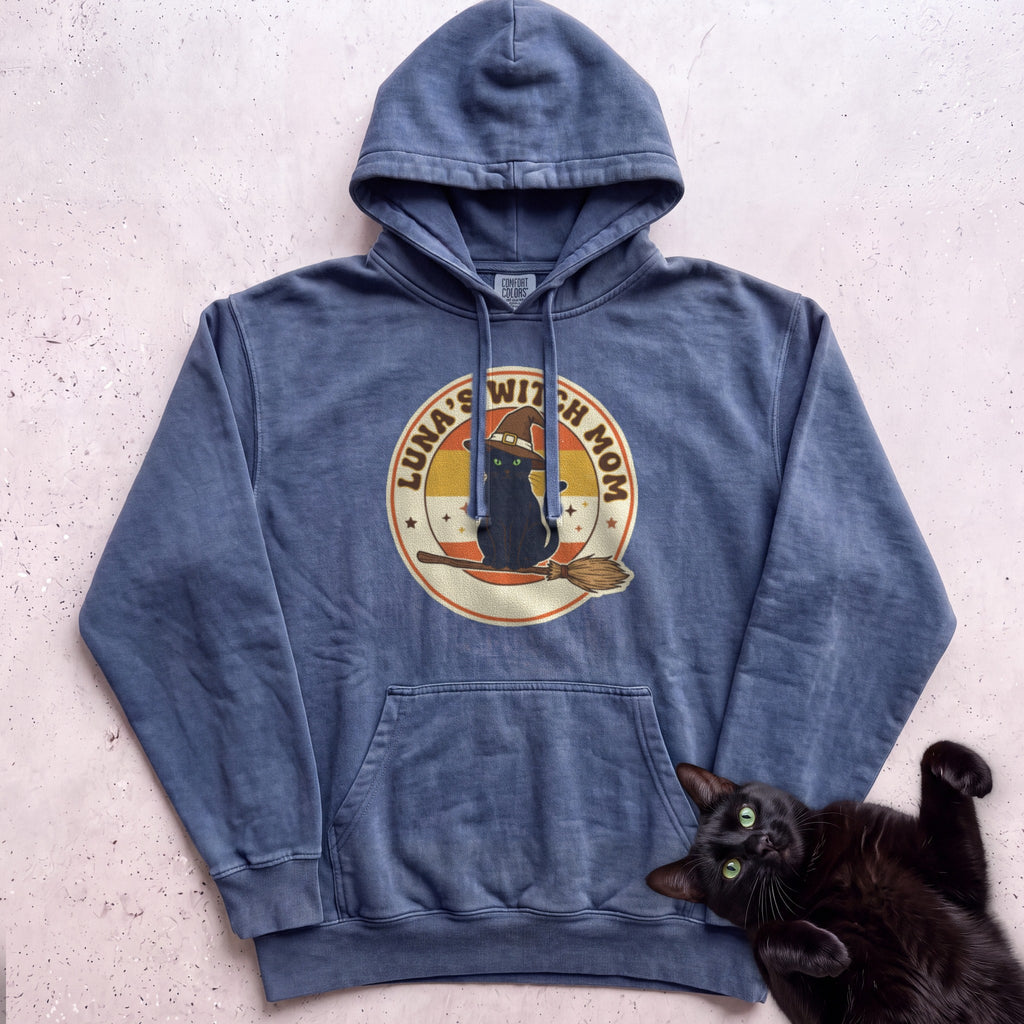 Personalized Witch Mom Cat Hoodie - Denim