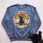 Personalized Witch Mom Cat Sweatshirt - Blue Jean