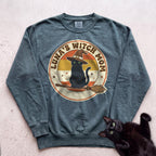 Personalized Witch Mom Cat Sweatshirt - Blue Spruce