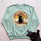 Personalized Witch Mom Cat Sweatshirt - Light Green